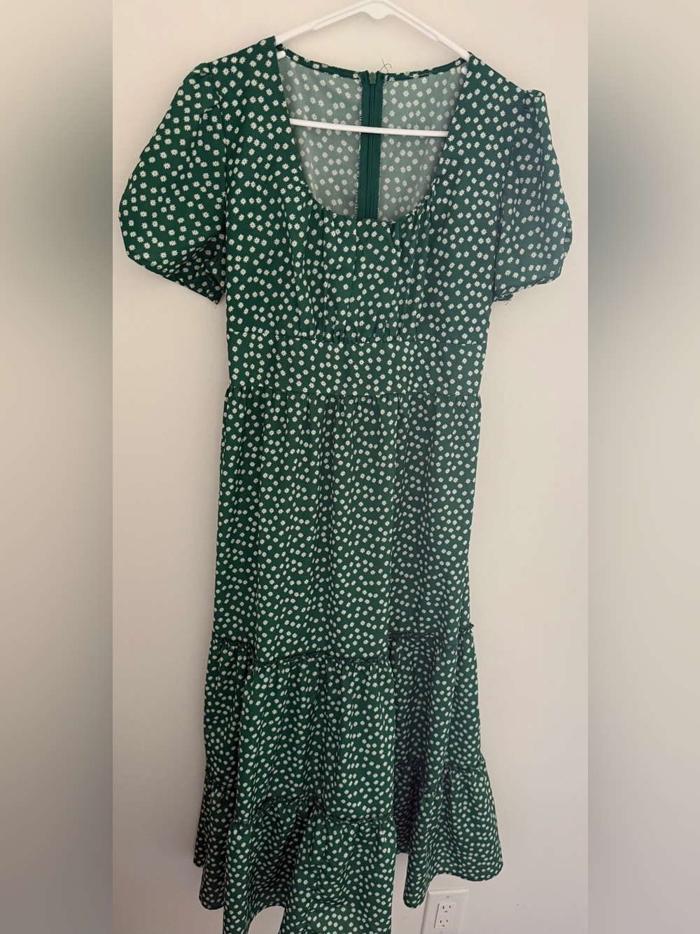 Women’s Dark Green and White Flower Dress